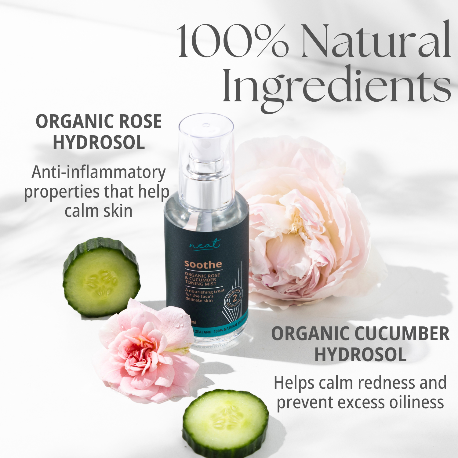 Organic Rose & Cucumber Toning Mist - 100% Natural