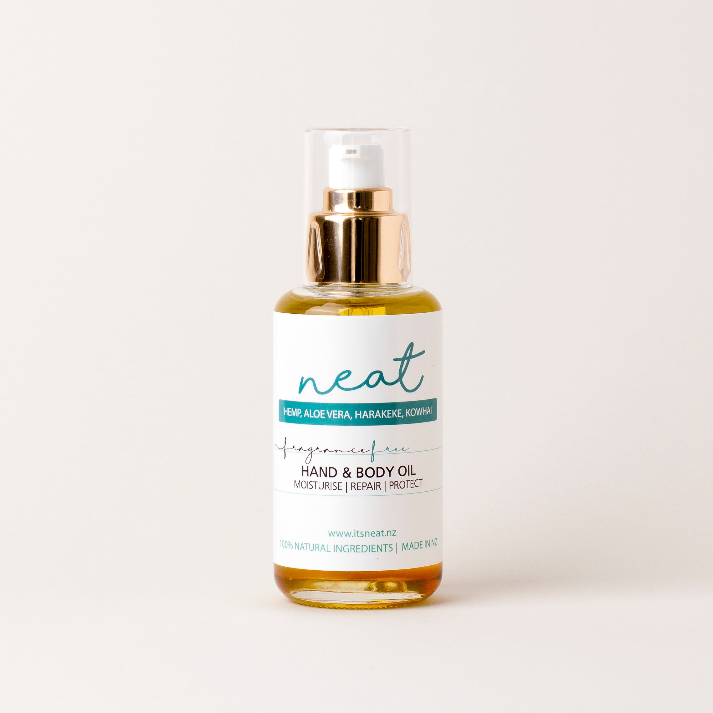 Hemp and Aloe Vera Body Oil w Harakeke and Kowhai - Neat